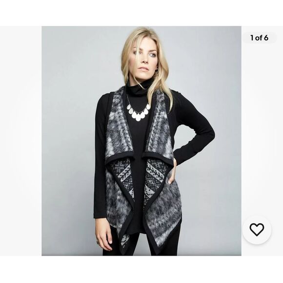 KAREN KANE REVERSIBLE SWEATER VEST NEW WOMENS NORIC WEAVE BLACK GREY SIZE‎ M - Picture 6 of 8